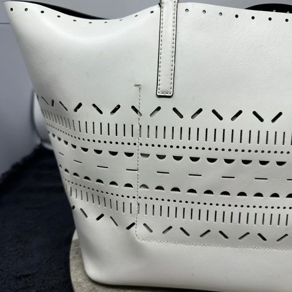 Kate Spade Lillian Court Medium Harmony Tote Bag White Leather Work Beach Travel